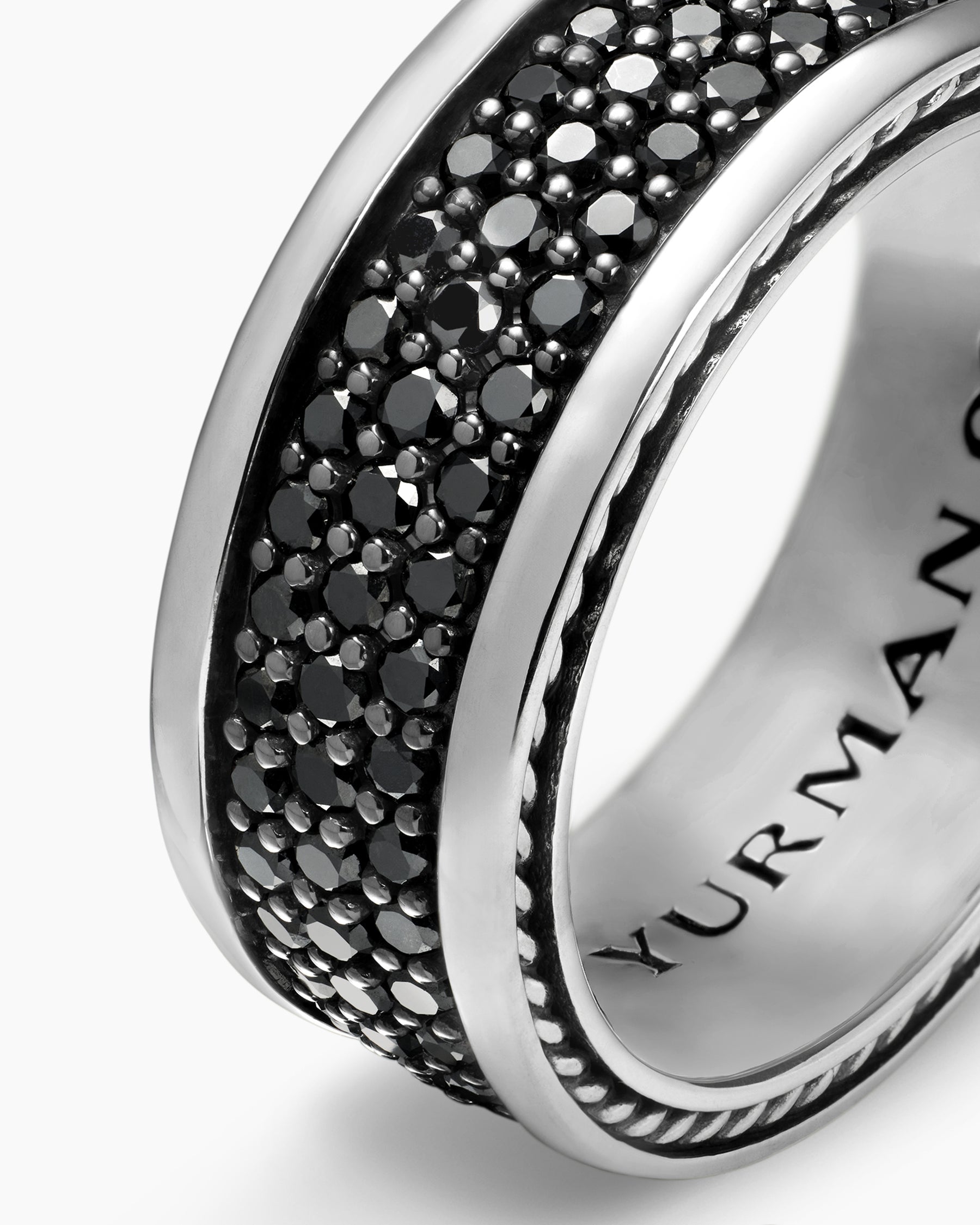 Streamline® Three Row Band Ring in Sterling Silver with Black Diamonds, 8.5mm