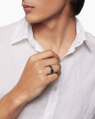 Streamline® Three Row Band Ring in Sterling Silver with Black Diamonds, 8.5mm