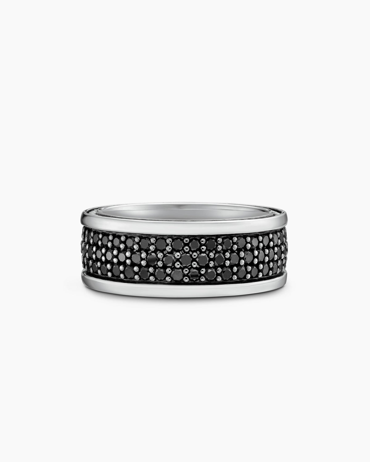 Streamline® Three Row Band Ring in Sterling Silver with Black Diamonds, 8.5mm