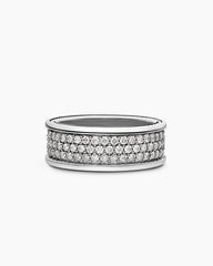 Streamline® Pavé Three Row Band Ring in Sterling Silver with Diamonds, 8.5mm