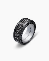 Streamline® Pavé Three Row Band Ring in Black Titanium with Black Diamonds, 8.5mm