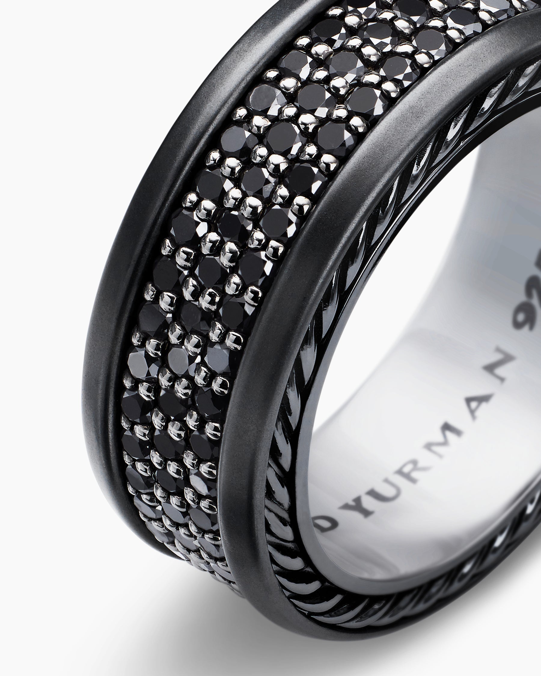 Streamline® Pavé Three Row Band Ring in Black Titanium with Black Diamonds, 8.5mm