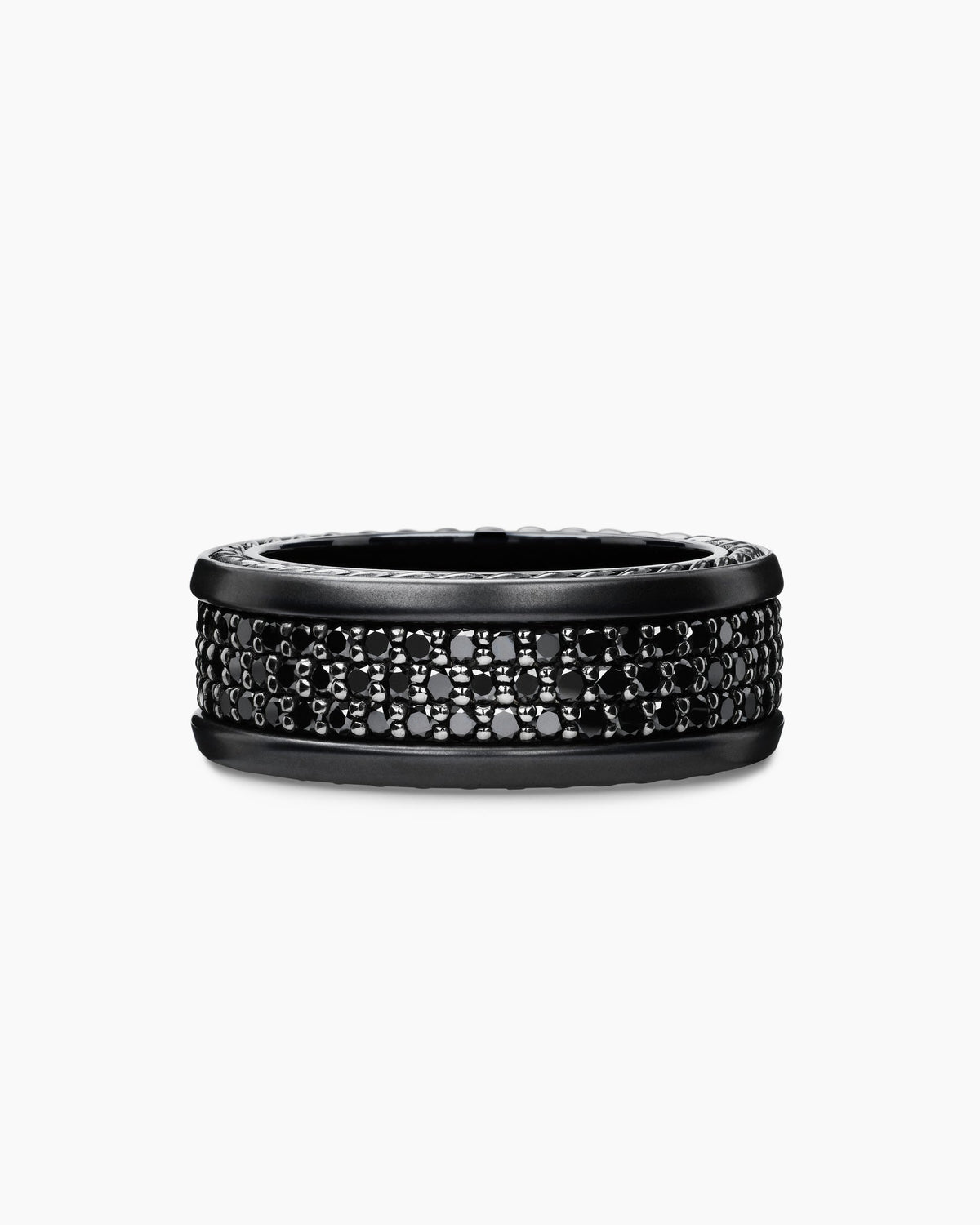 Streamline® Pavé Three Row Band Ring in Black Titanium with Black Diamonds, 8.5mm