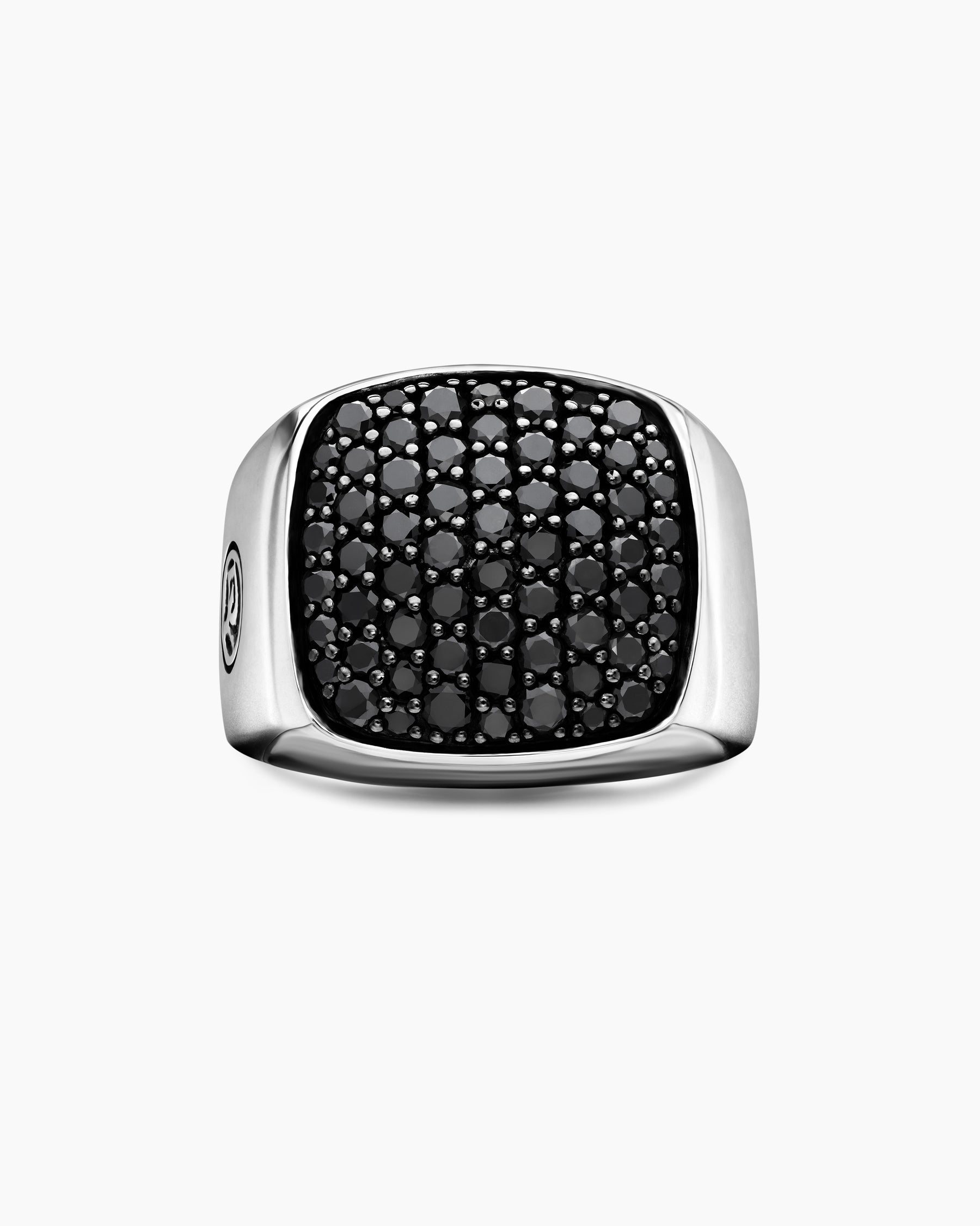 Streamline® Signet Ring in Sterling Silver with Black Diamonds, 19mm