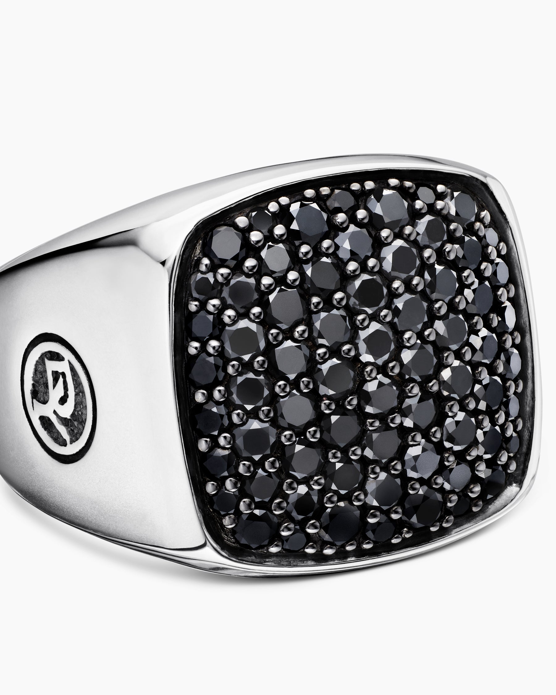 Streamline® Signet Ring in Sterling Silver with Black Diamonds, 19mm