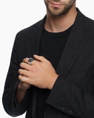 Streamline® Signet Ring in Sterling Silver with Black Diamonds, 19mm