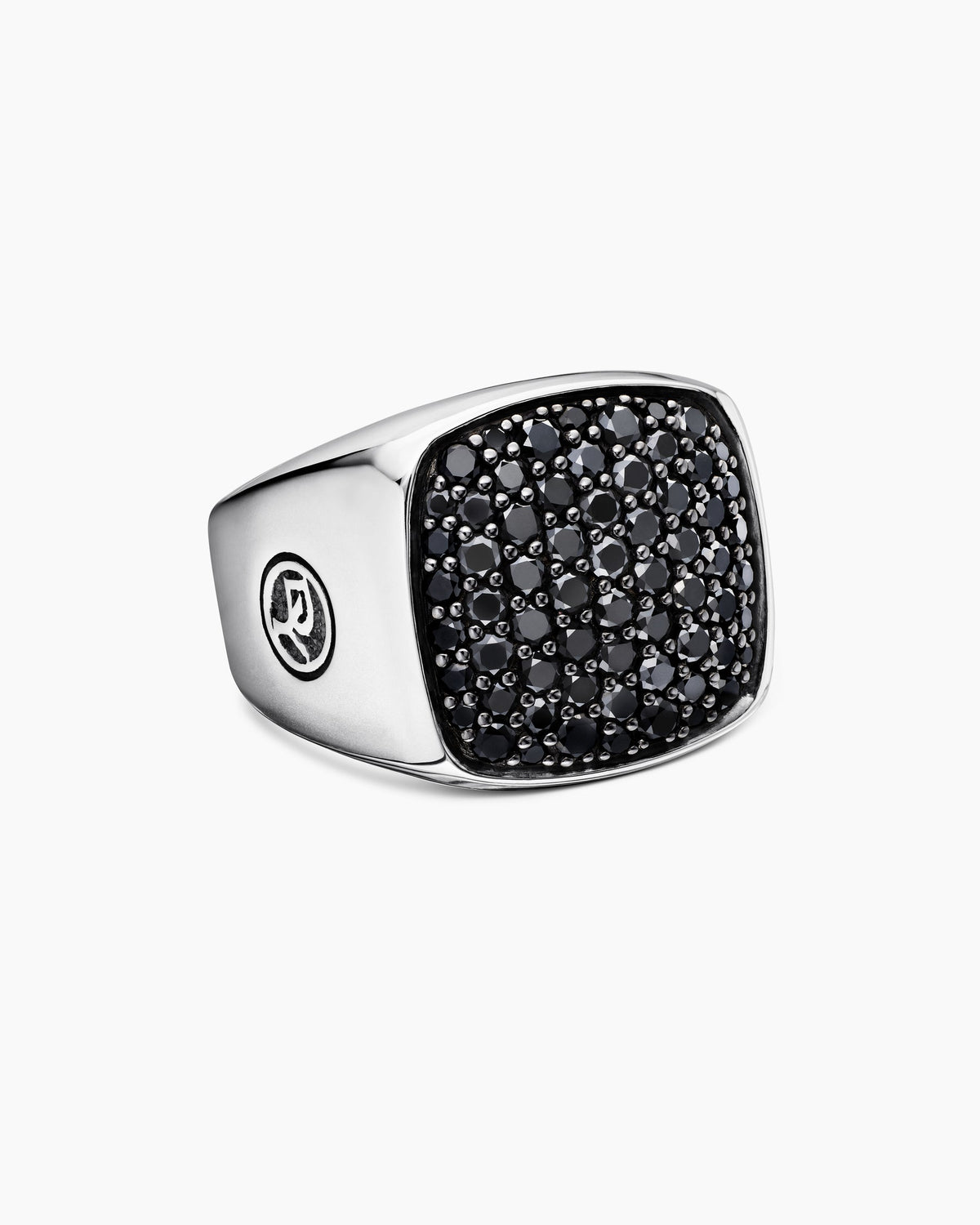 Streamline® Signet Ring in Sterling Silver with Black Diamonds, 19mm