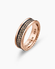 Streamline® Two Row Band Ring in 18K Rose Gold with Cognac Diamonds, 6.5mm