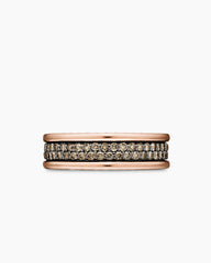 Streamline® Two Row Band Ring in 18K Rose Gold with Cognac Diamonds, 6.5mm