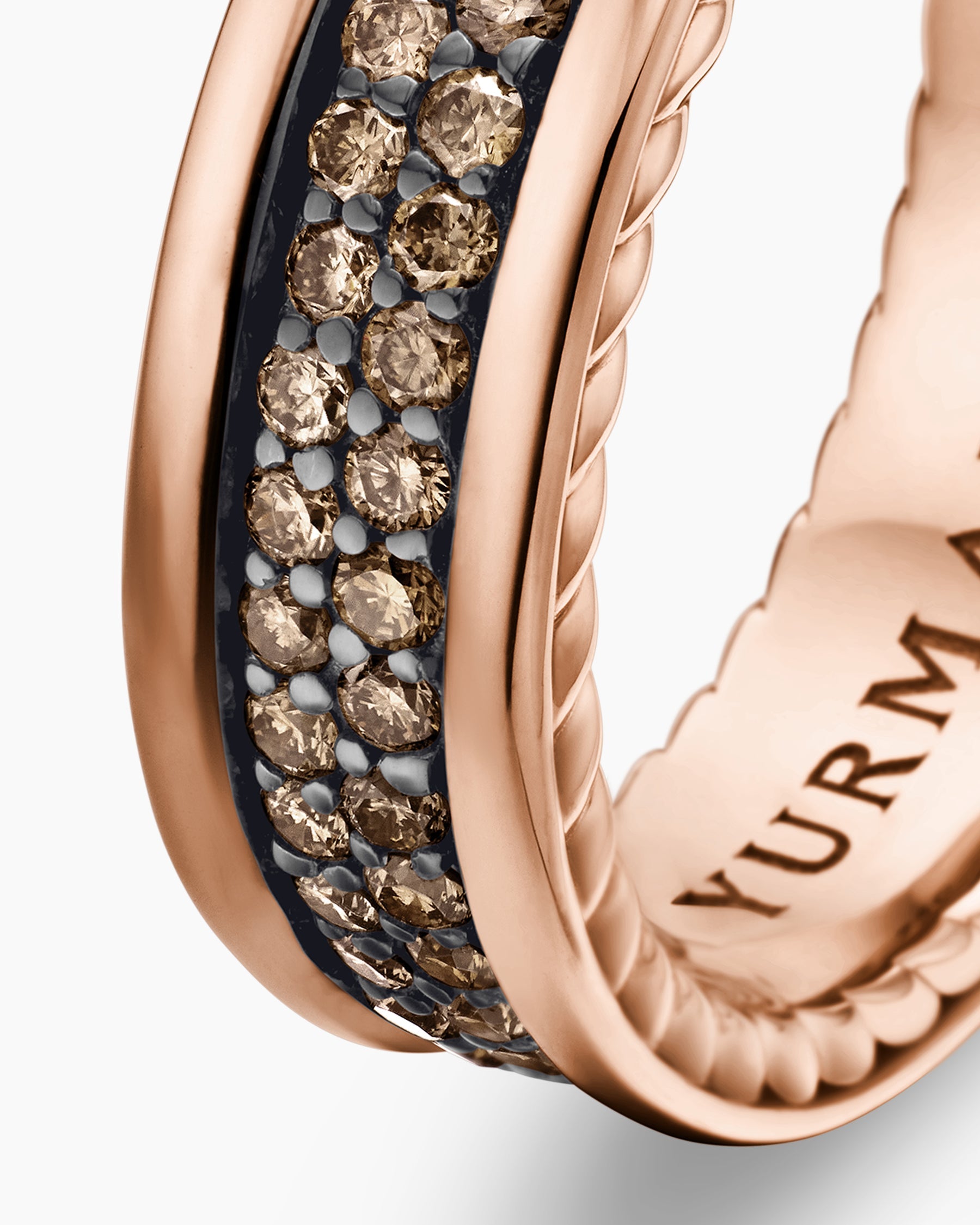 Streamline® Two Row Band Ring in 18K Rose Gold with Cognac Diamonds, 6.5mm