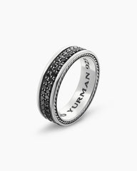 Streamline® Two Row Band Ring in Sterling Silver with Black Diamonds, 6.5mm