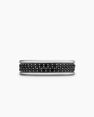 Streamline® Two Row Band Ring in Sterling Silver with Black Diamonds, 6.5mm