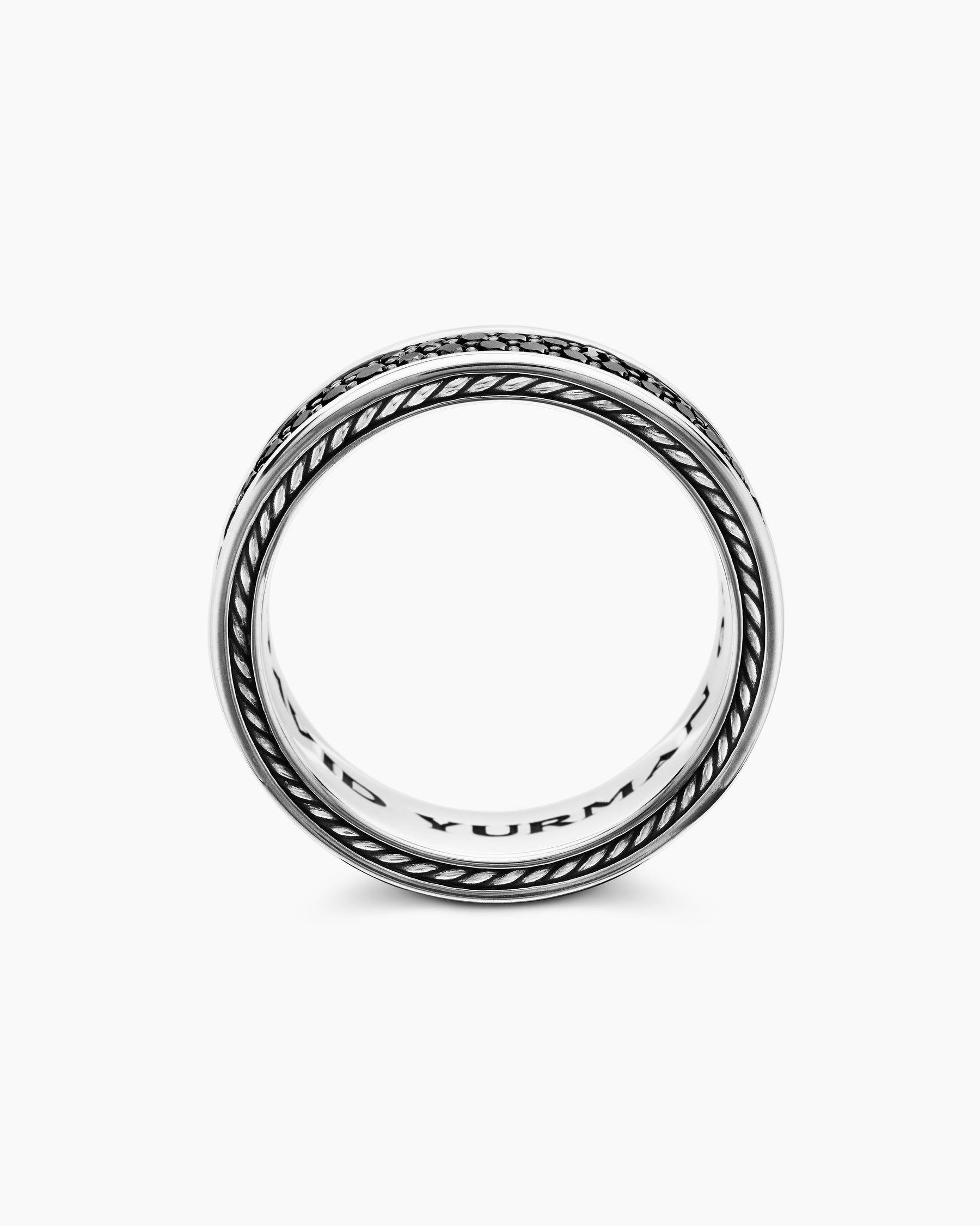 Streamline® Two Row Band Ring in Sterling Silver with Black Diamonds, 6.5mm