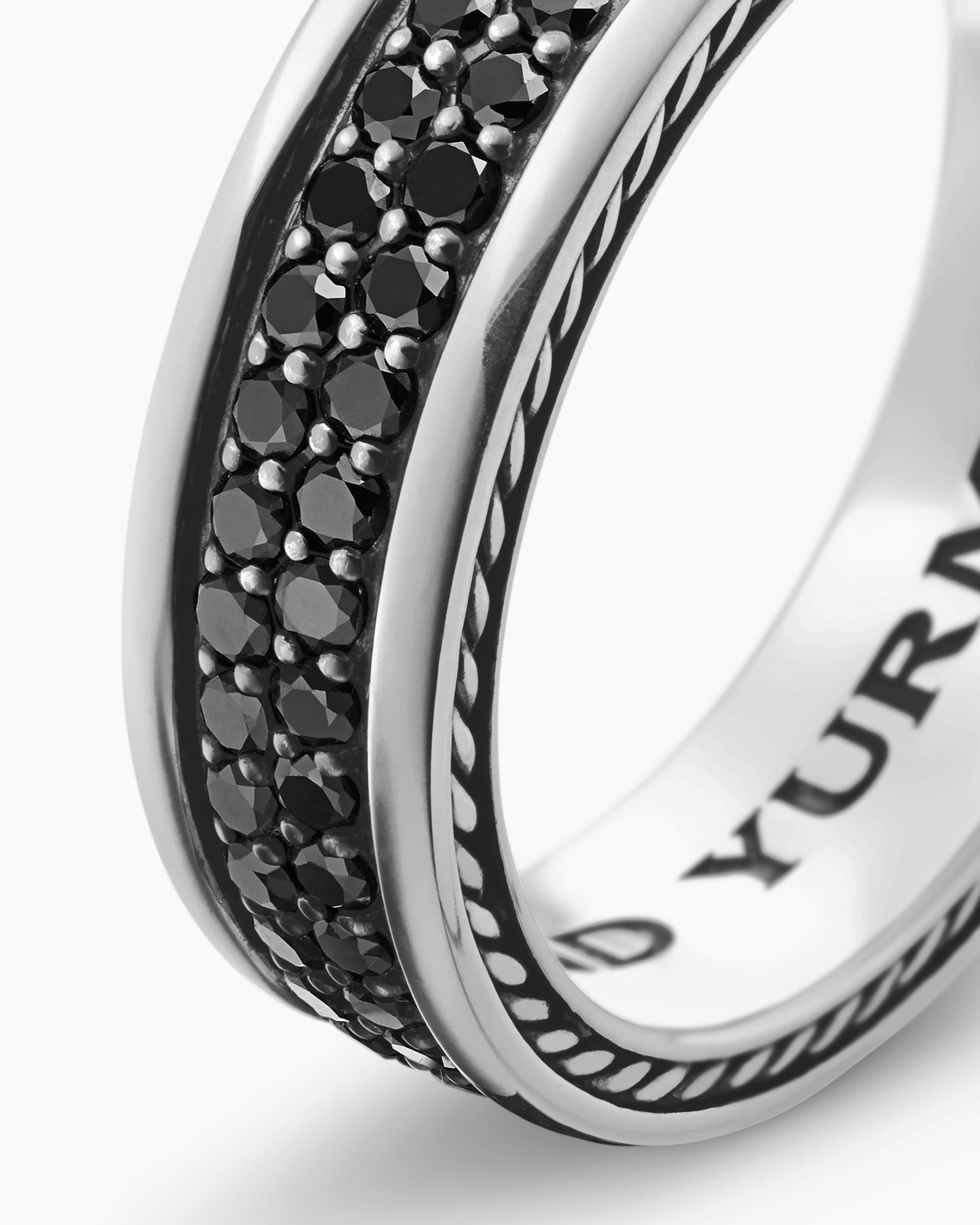 Streamline® Two Row Band Ring in Sterling Silver with Black Diamonds, 6.5mm