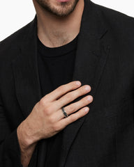 Streamline® Two Row Band Ring in Sterling Silver with Black Diamonds, 6.5mm