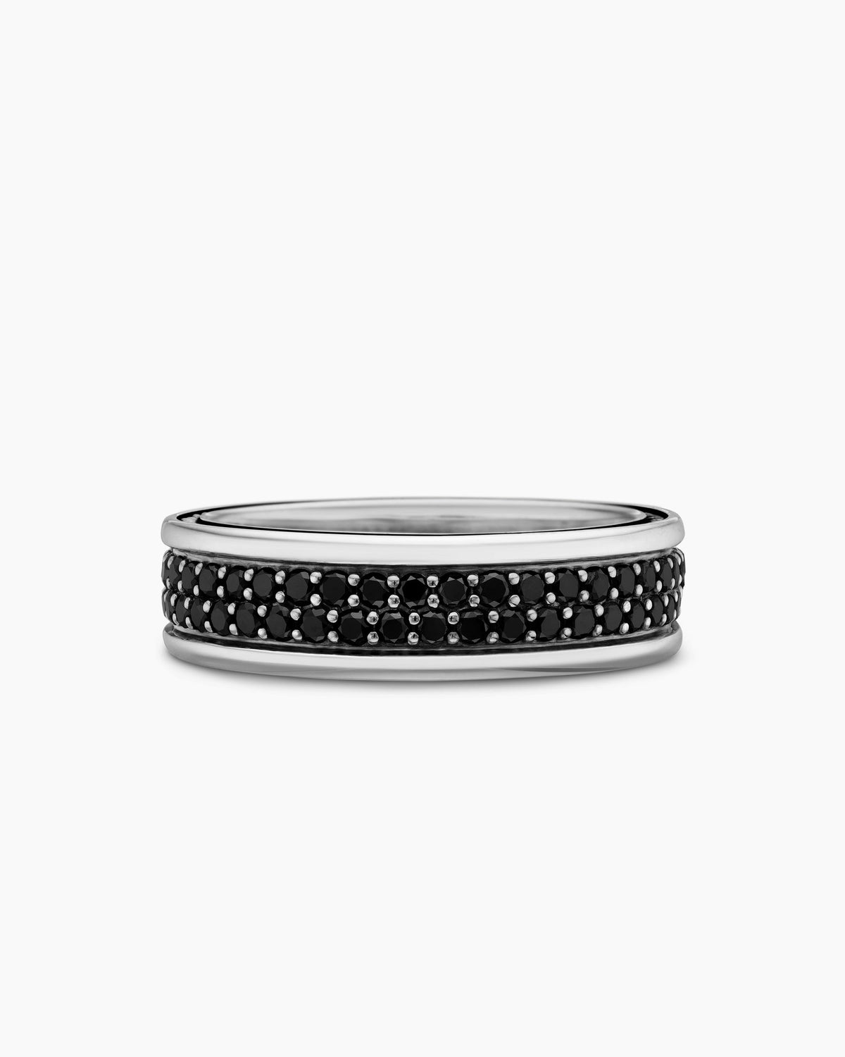 Streamline® Two Row Band Ring in Sterling Silver with Black Diamonds, 6.5mm