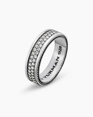 Streamline® Two Row Band Ring in Sterling Silver with Diamonds, 6.5mm