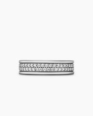 Streamline® Two Row Band Ring in Sterling Silver with Diamonds, 6.5mm