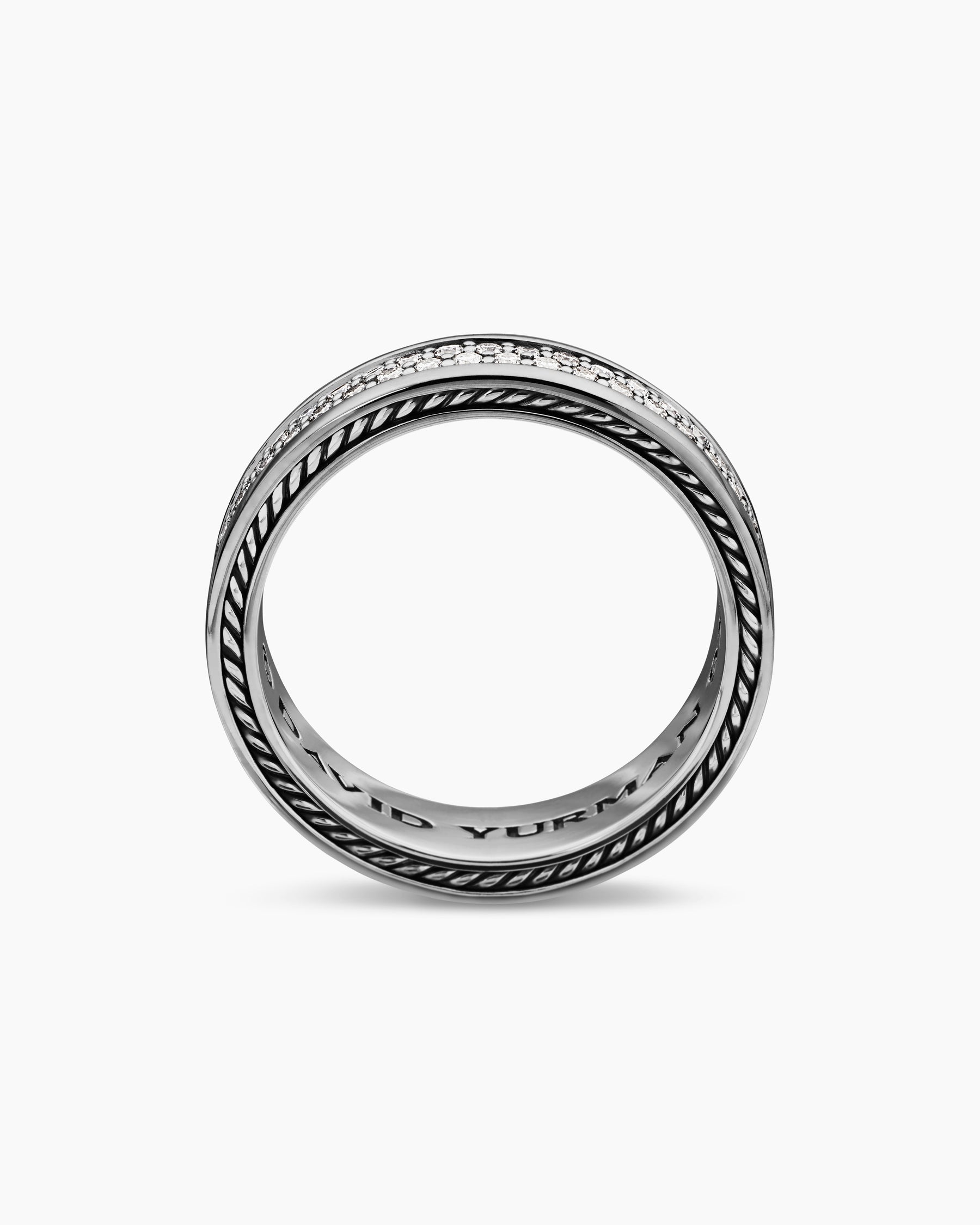 Streamline® Two Row Band Ring in Sterling Silver with Diamonds, 6.5mm