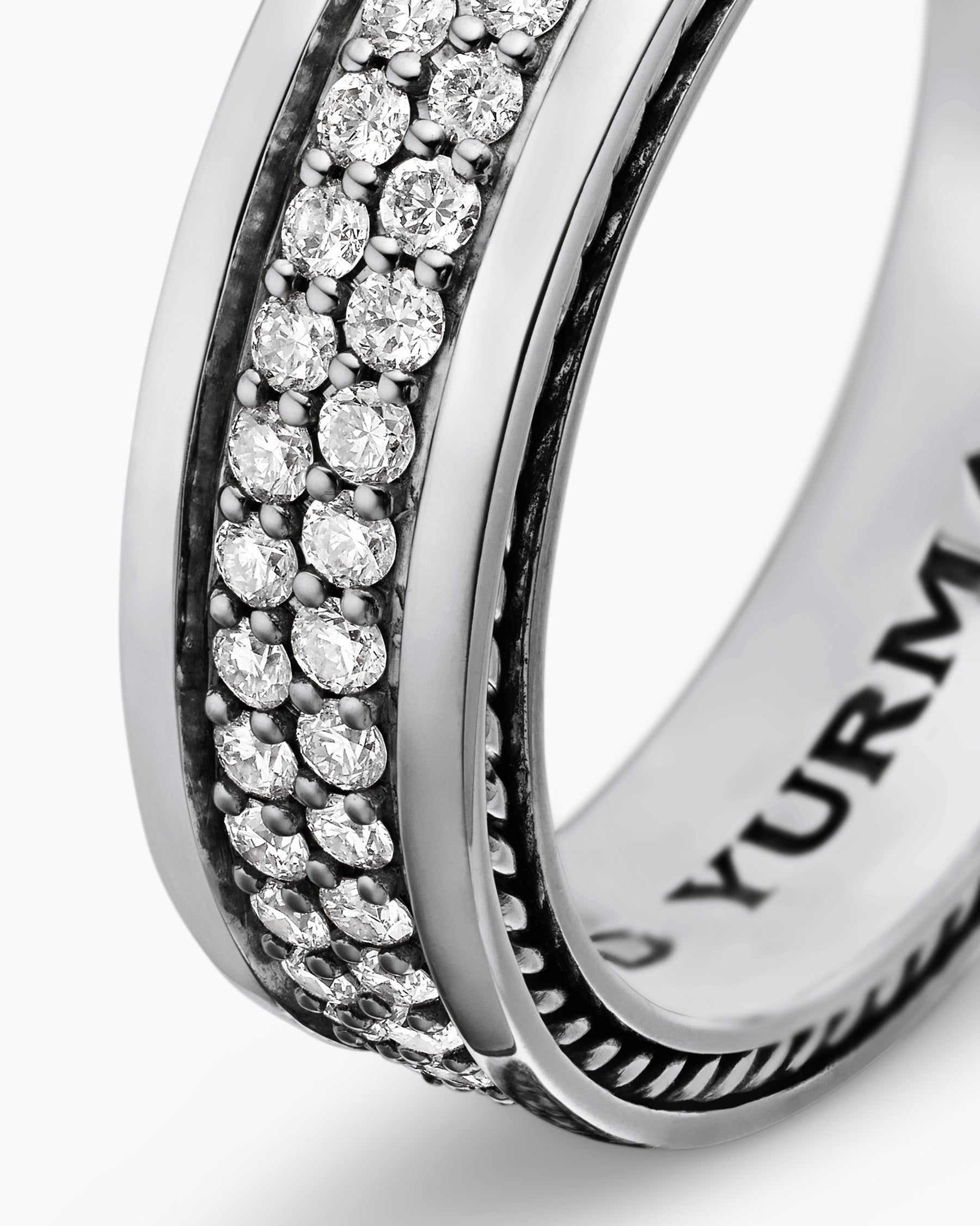 Streamline® Two Row Band Ring in Sterling Silver with Diamonds, 6.5mm