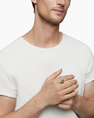 Streamline® Two Row Band Ring in Sterling Silver with Diamonds, 6.5mm