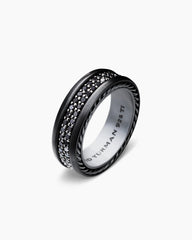 Streamline® Two Row Band Ring in Black Titanium with Black Diamonds, 6.5mm