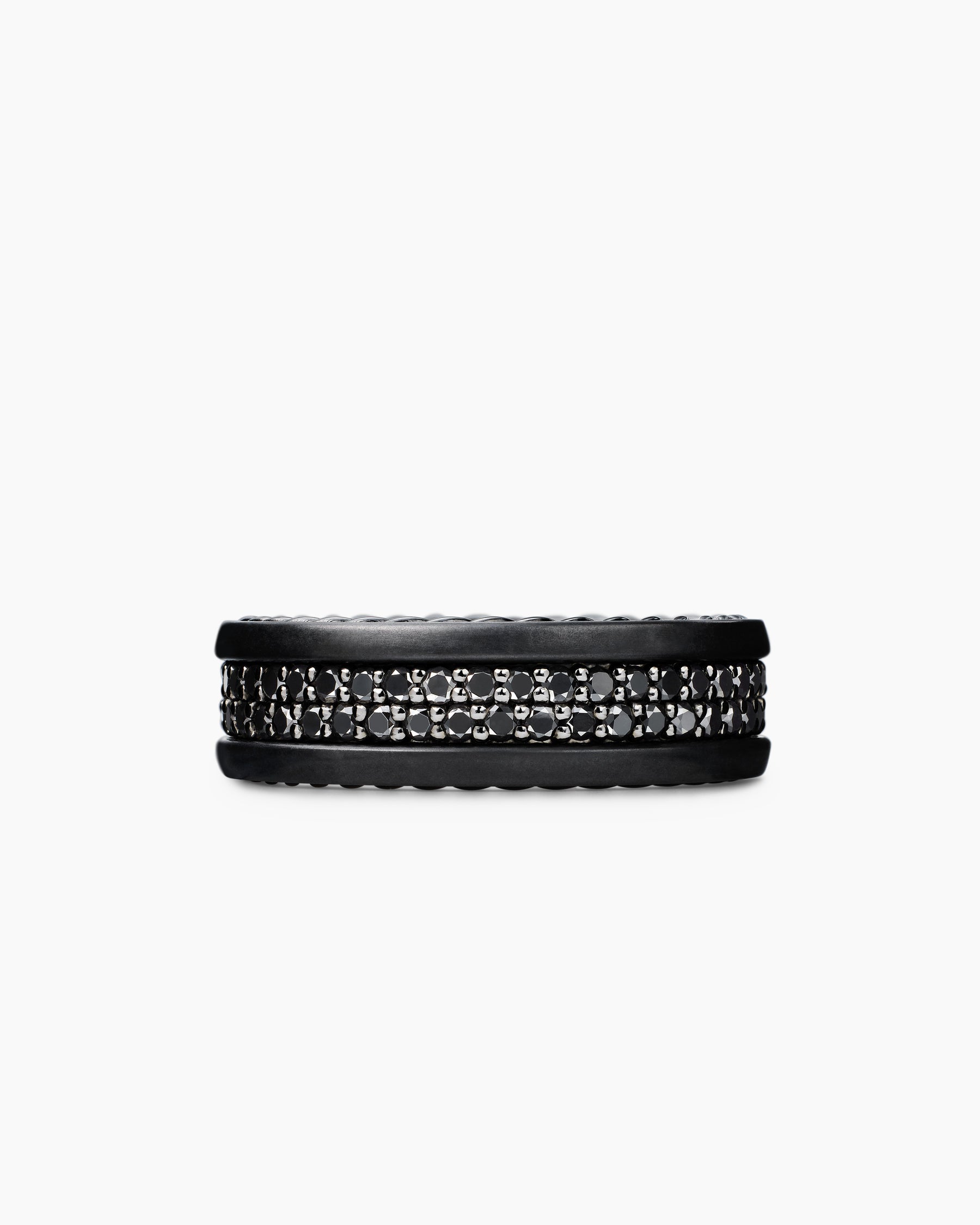 Streamline® Two Row Band Ring in Black Titanium with Black Diamonds, 6.5mm
