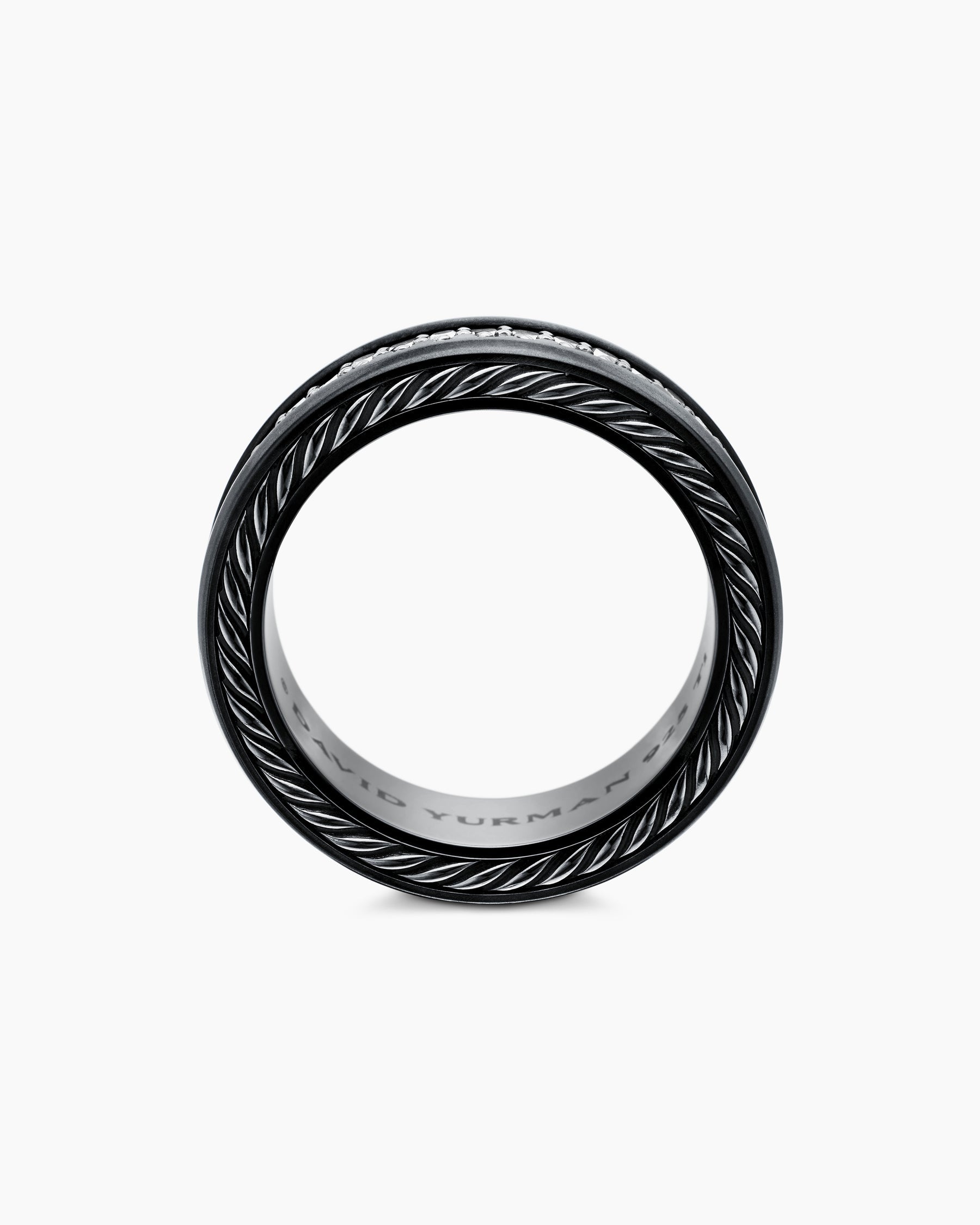 Streamline® Two Row Band Ring in Black Titanium with Black Diamonds, 6.5mm