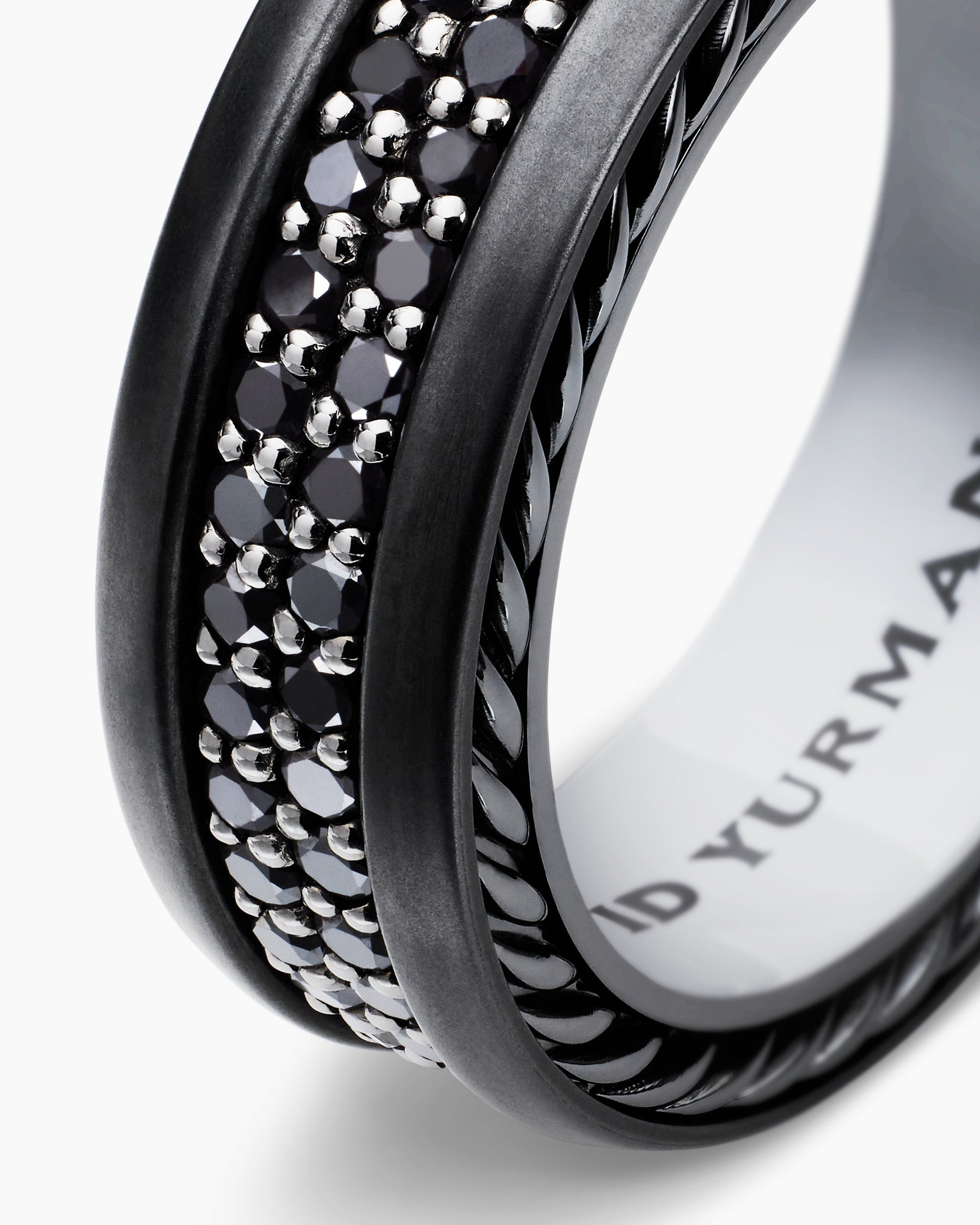 Streamline® Two Row Band Ring in Black Titanium with Black Diamonds, 6.5mm
