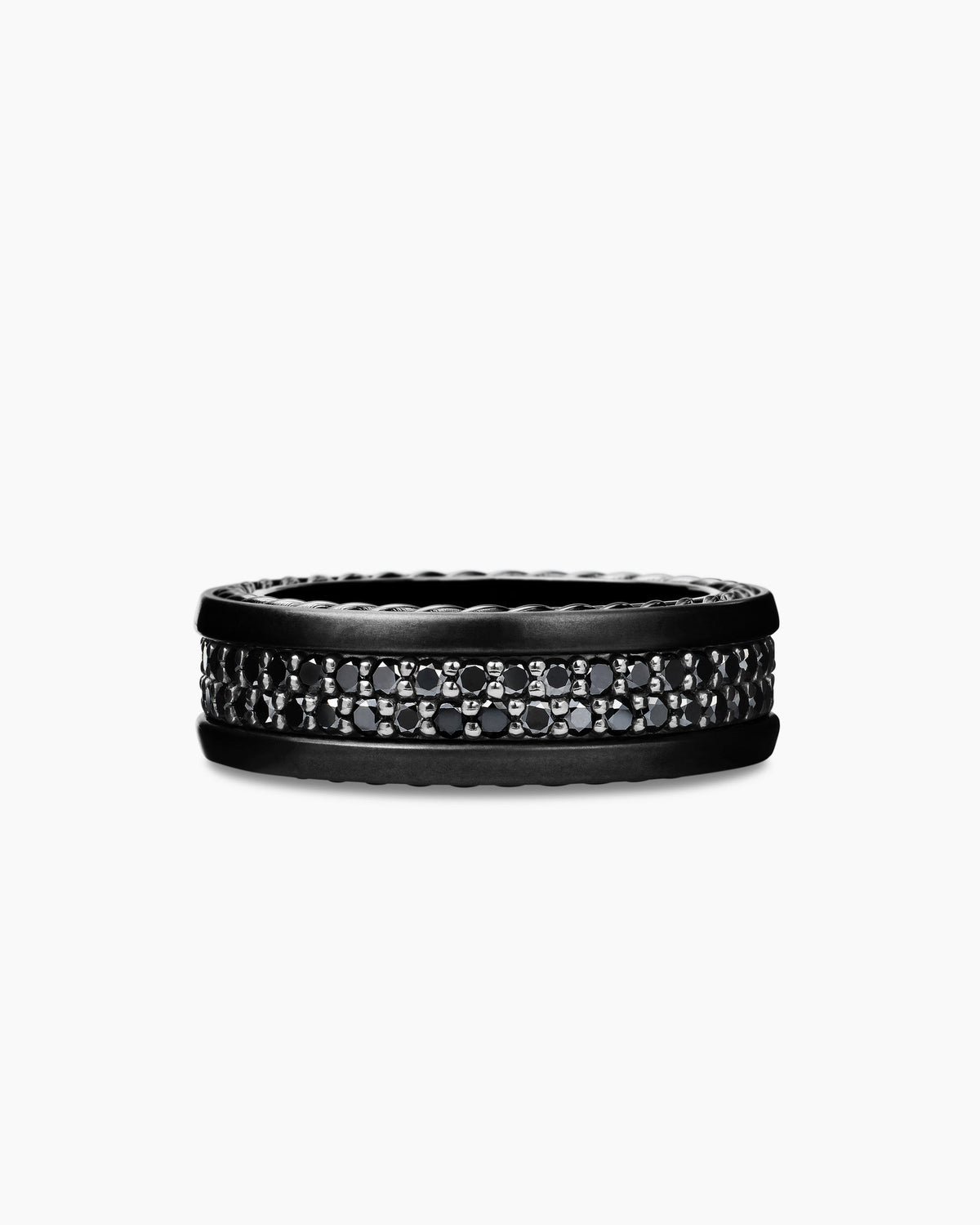 Streamline® Two Row Band Ring in Black Titanium with Black Diamonds, 6.5mm