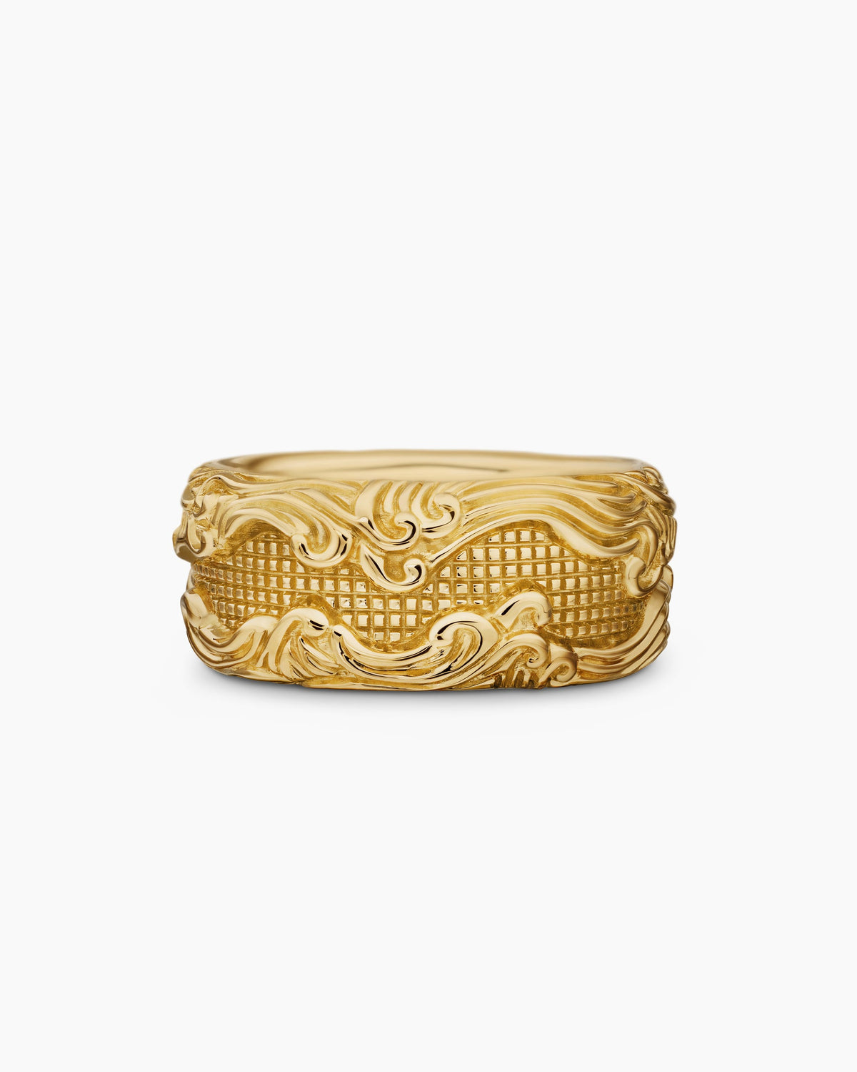 Waves Band Ring in 18K Yellow Gold, 10.5mm