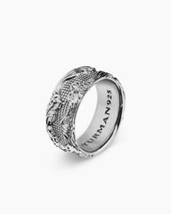 Waves Band Ring in Sterling Silver, 10.5mm