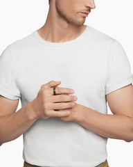 Streamline® Band Ring in Black Titanium with Black Diamonds, 6mm