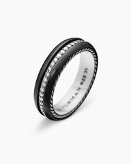 Streamline® Band Ring in Black Titanium with Diamonds, 6mm