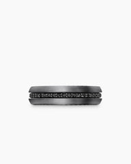 Streamline® Band Ring in Grey Titanium with Black Diamonds, 6mm