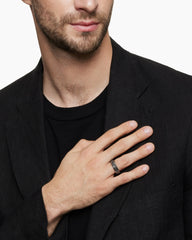 Streamline® Band Ring in Grey Titanium with Black Diamonds, 6mm