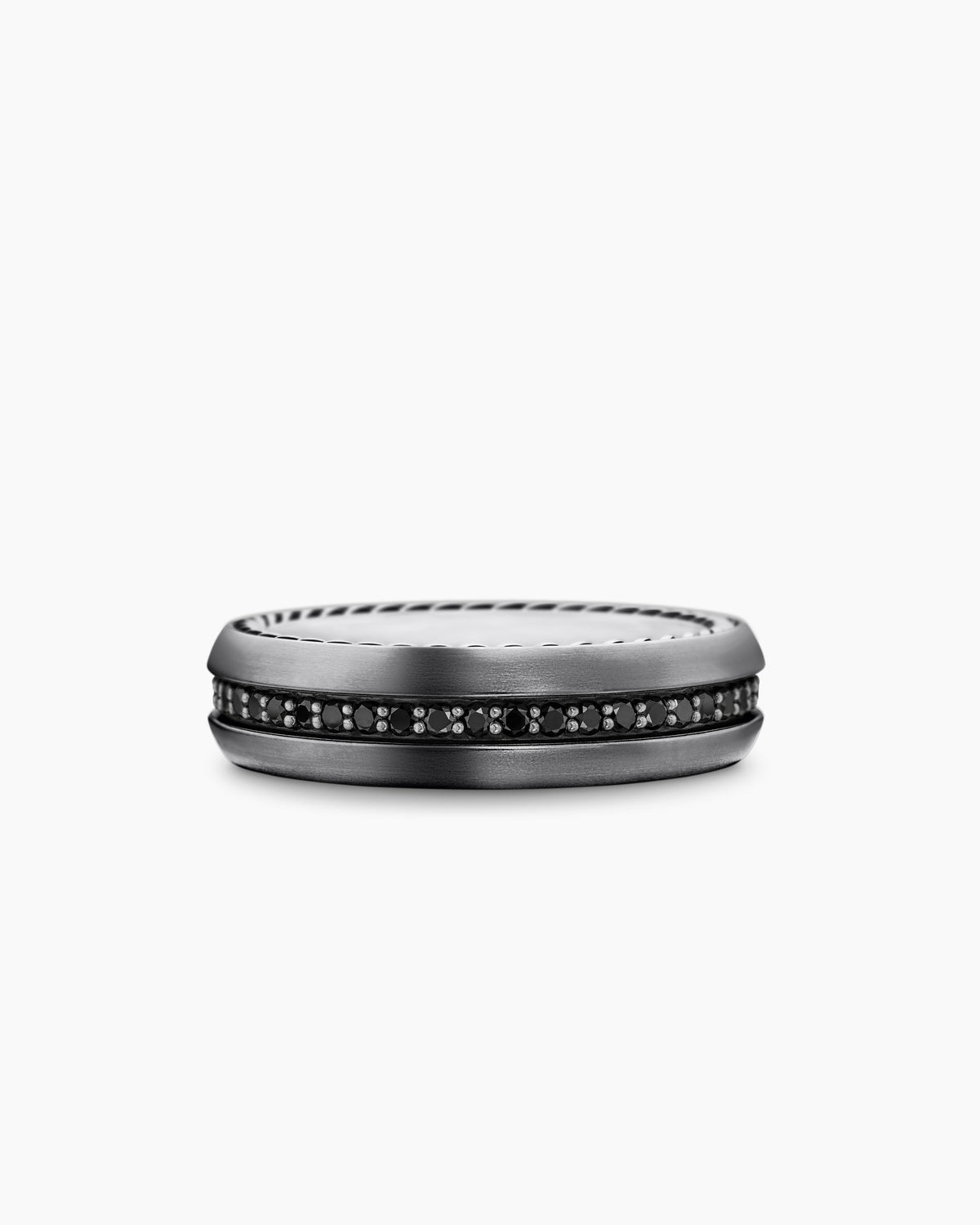 Streamline® Band Ring in Grey Titanium with Black Diamonds, 6mm