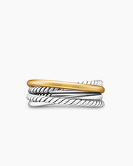 Crossover Band Ring in Sterling Silver with 18K Yellow Gold, 6.8mm