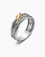 X Crossover Band Ring in Sterling Silver with 18K Yellow Gold, 6mm