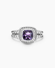 Petite Albion® Ring in Sterling Silver with Amethyst and Diamonds, 7mm