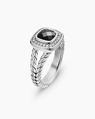 Petite Albion® Ring in Sterling Silver with Black Onyx and Diamonds, 7mm