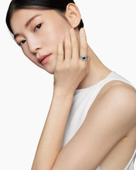 Petite Albion® Ring in Sterling Silver with Black Onyx and Diamonds, 7mm