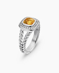 Petite Albion® Ring in Sterling Silver with Citrine and Diamonds, 7mm