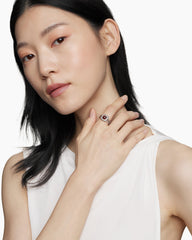 Petite Albion® Ring in Sterling Silver with Garnet and Diamonds, 7mm