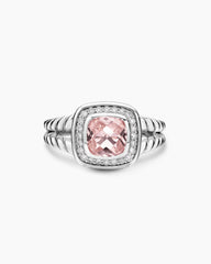 Petite Albion® Ring in Sterling Silver with Morganite and Diamonds, 7mm