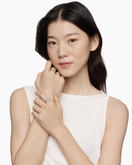 Petite Albion® Ring in Sterling Silver with Morganite and Diamonds, 7mm