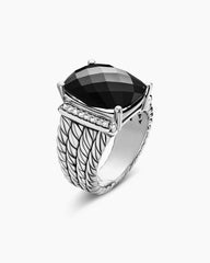 Wheaton® Ring in Sterling Silver with Black Onyx and Diamonds, 16mm