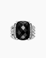 Wheaton® Ring in Sterling Silver with Black Onyx and Diamonds, 16mm