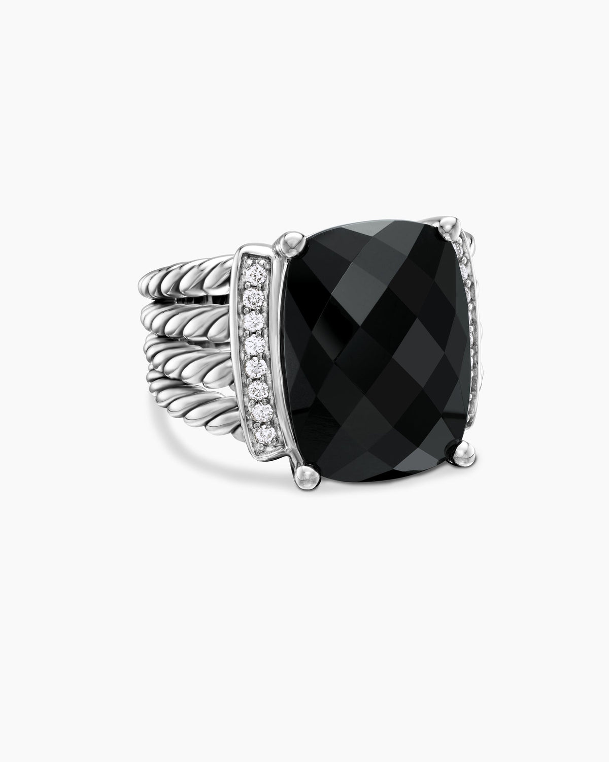 Wheaton® Ring in Sterling Silver with Black Onyx and Diamonds, 16mm