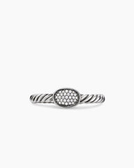 Cable Collectibles® Oval Stack Ring in Sterling Silver with Pavé Diamonds, 2.5mm